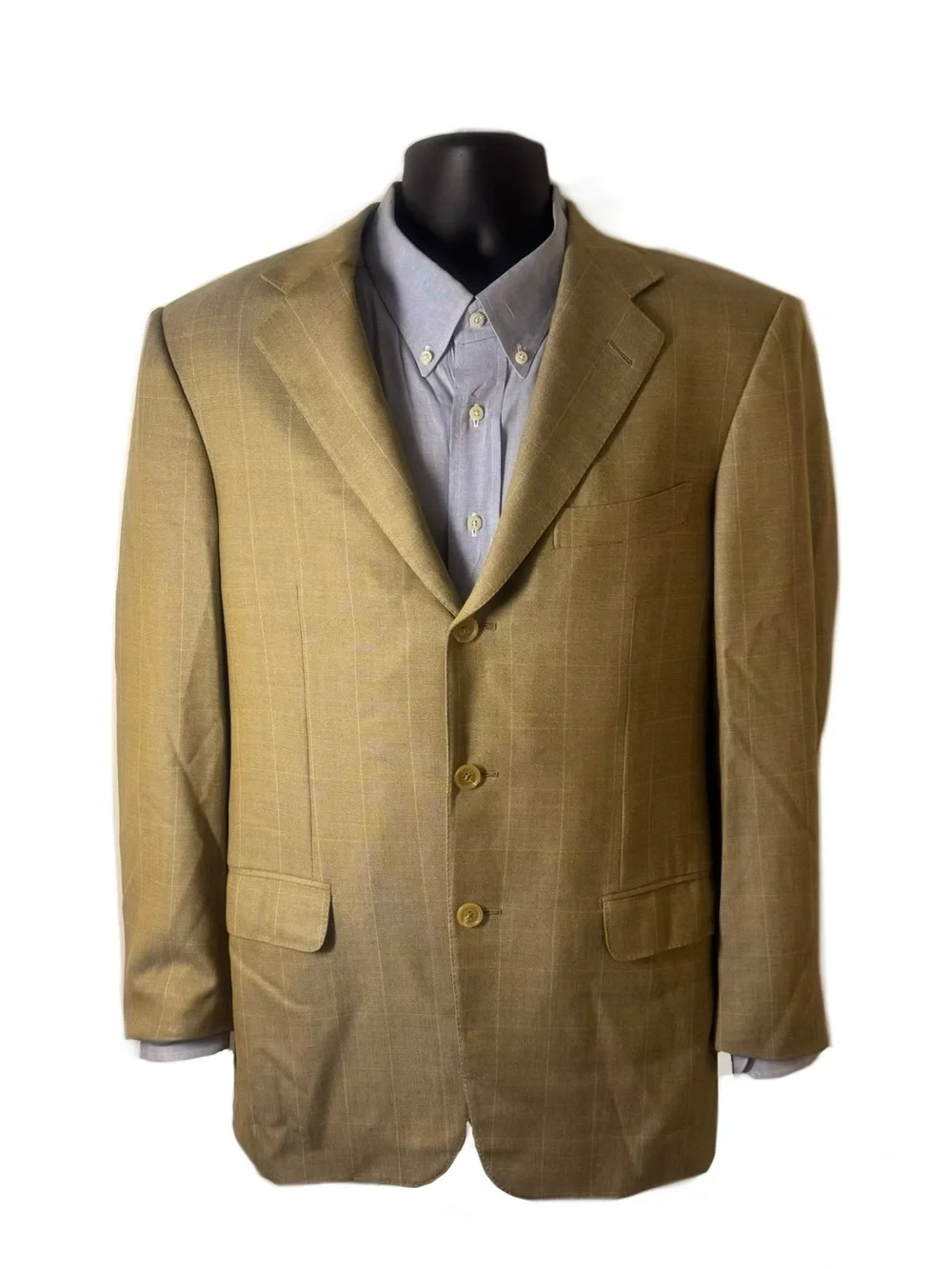 Ermenegildo Zegna Green Tan Windowpane Sport Coat 48R